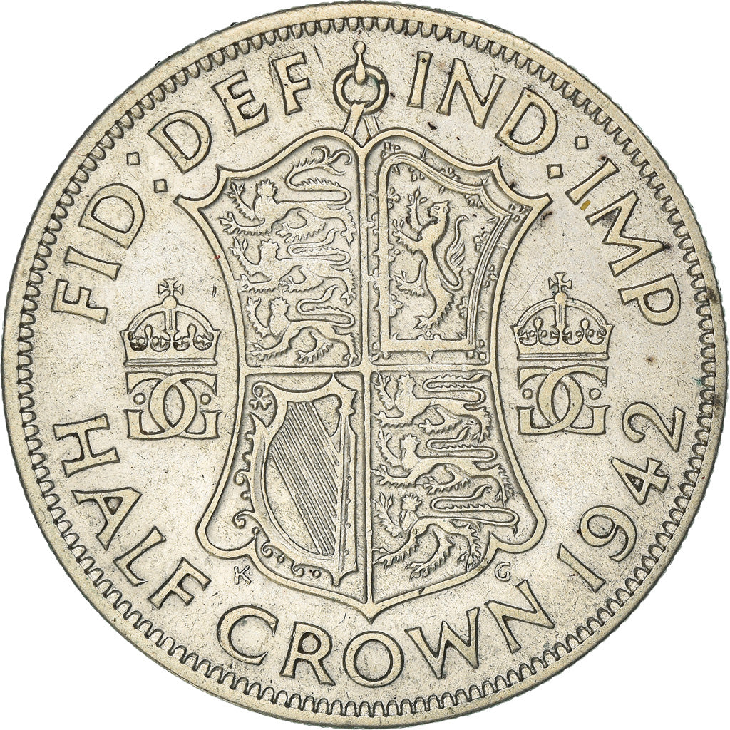 Coin, Great Britain, George VI, 1/2 Crown, 1942, AU(50-53), Silver, KM:856