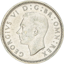 Moneda, Gran Bretaña, George VI, 6 Pence, 1942, MBC+, Plata, KM:852
