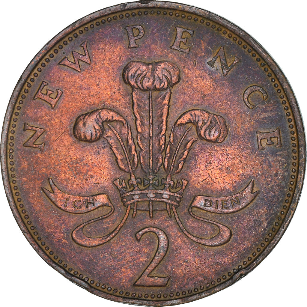 Coin, Great Britain, Elizabeth II, 2 New Pence, 1971, VF(20-25), Bronze, KM:916