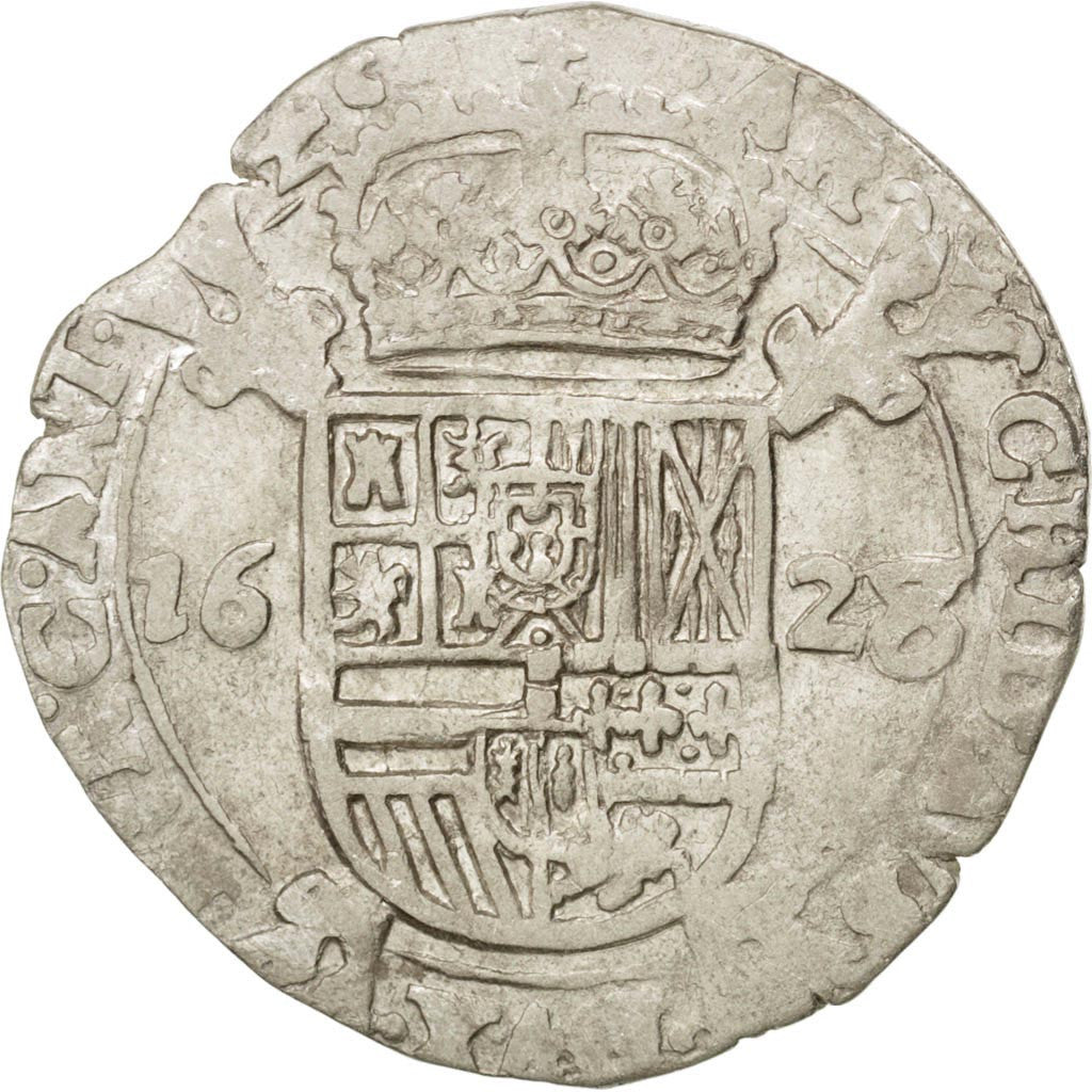 SPANISH NETHERLANDS, Escalin, 1628, Arras, KM #3, EF(40-45), Silver, Boudeau...