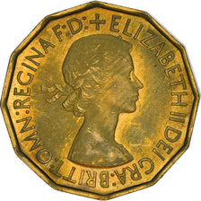 Moneda, Gran Bretaña, Elizabeth II, 3 Pence, 1953, BC+, Níquel - latón