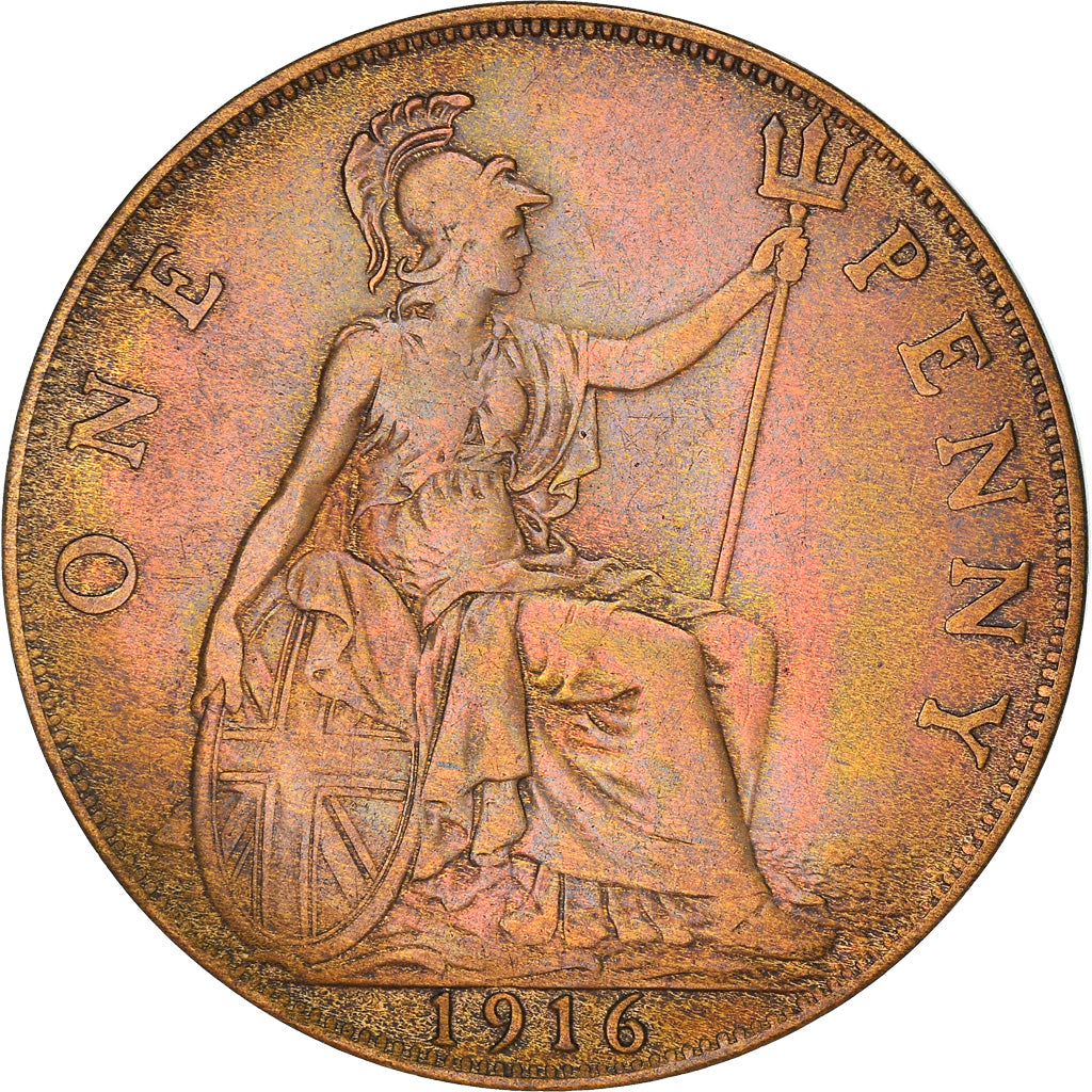 Coin, Great Britain, George V, Penny, 1916, VF(30-35), Bronze, KM:810