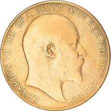 Moneta, Wielka Brytania, Edward VII, Penny, 1904, VF(20-25), Bronze, KM:794.2