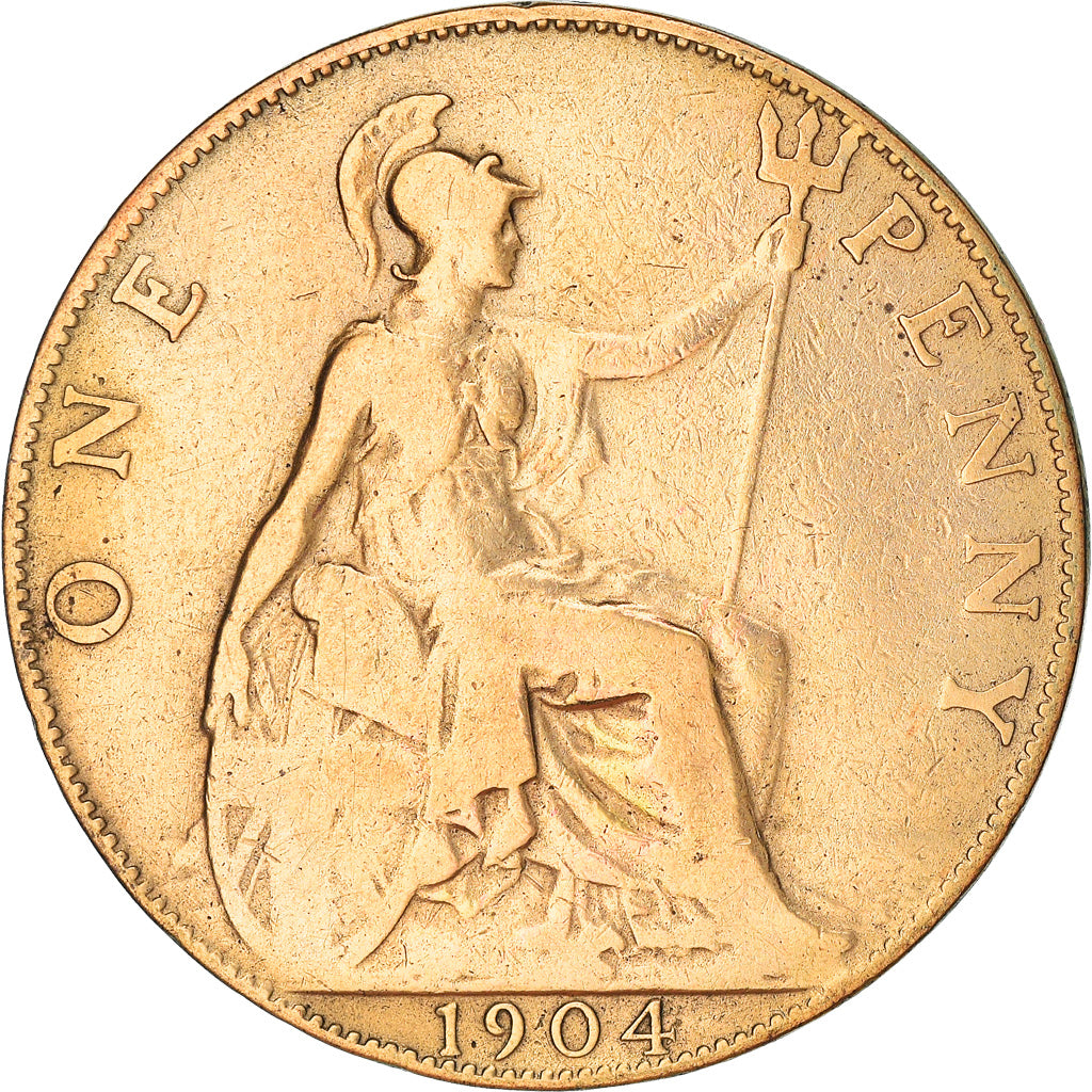Coin, Great Britain, Edward VII, Penny, 1904, VF(20-25), Bronze, KM:794.2