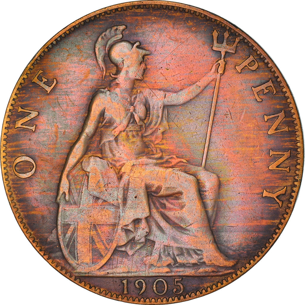 Coin, Great Britain, Edward VII, Penny, 1905, VF(20-25), Bronze, KM:794.2