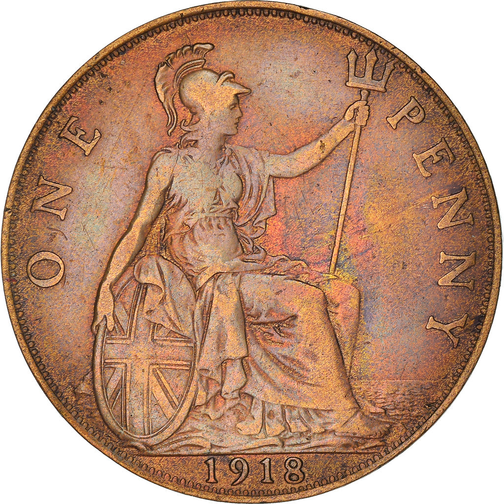 Coin, Great Britain, George V, Penny, 1918, EF(40-45), Bronze, KM:810