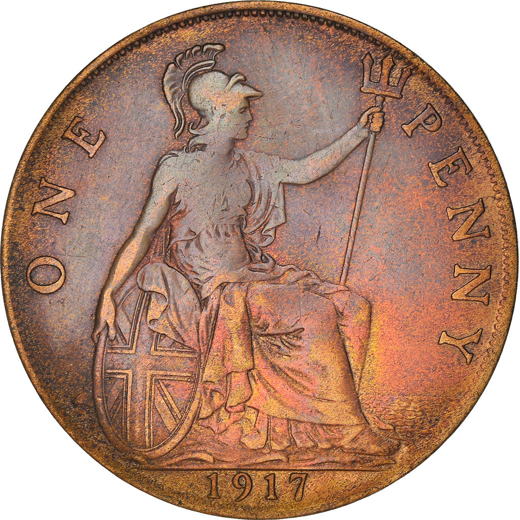 Coin, Great Britain, George V, Penny, 1917, VF(30-35), Bronze, KM:810