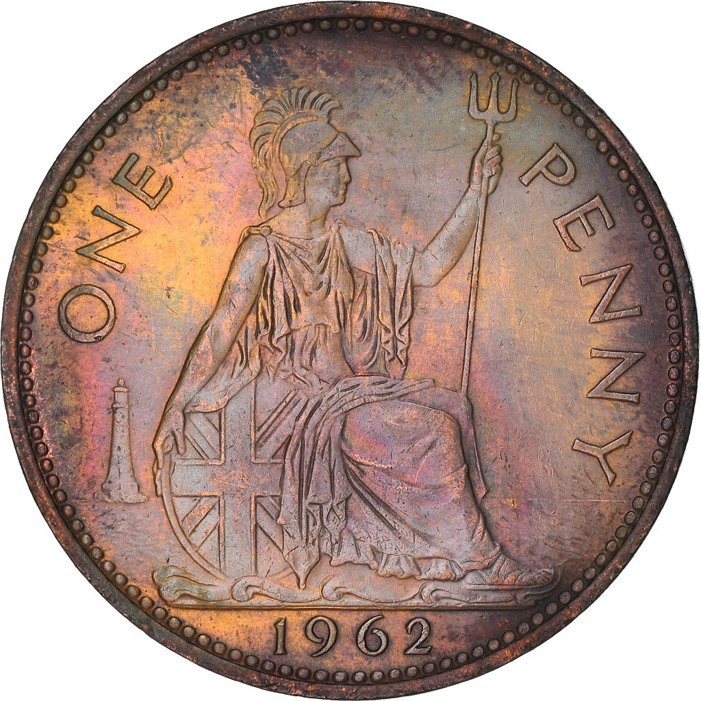 Coin, Great Britain, Elizabeth II, Penny, 1962, AU(55-58), Bronze, KM:897