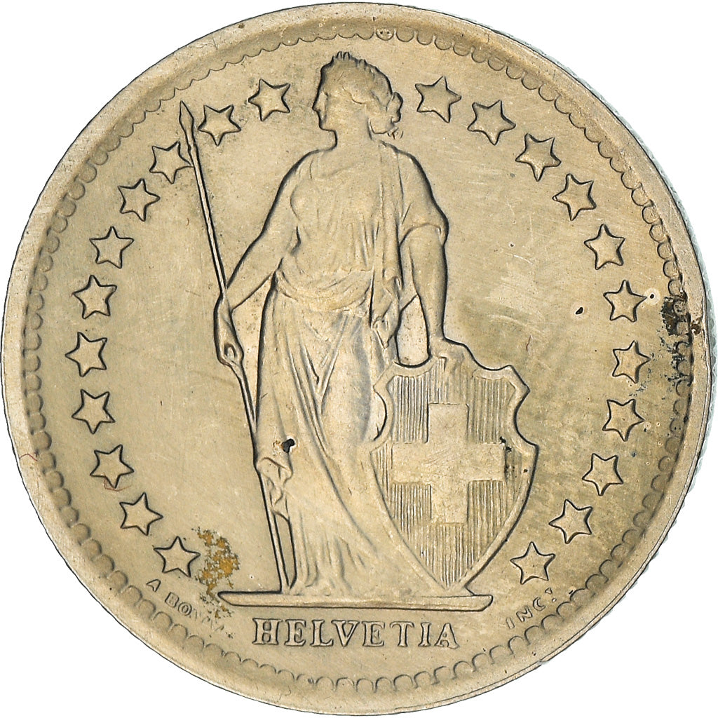 Coin, Switzerland, 1/2 Franc, 1968, Bern, AU(50-53), Copper-nickel, KM:23a.1