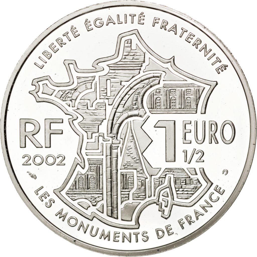 FRANCE, 1-1/2 Euro, 2002, Paris, KM #1305, MS(65-70), Silver, 37, 22.20