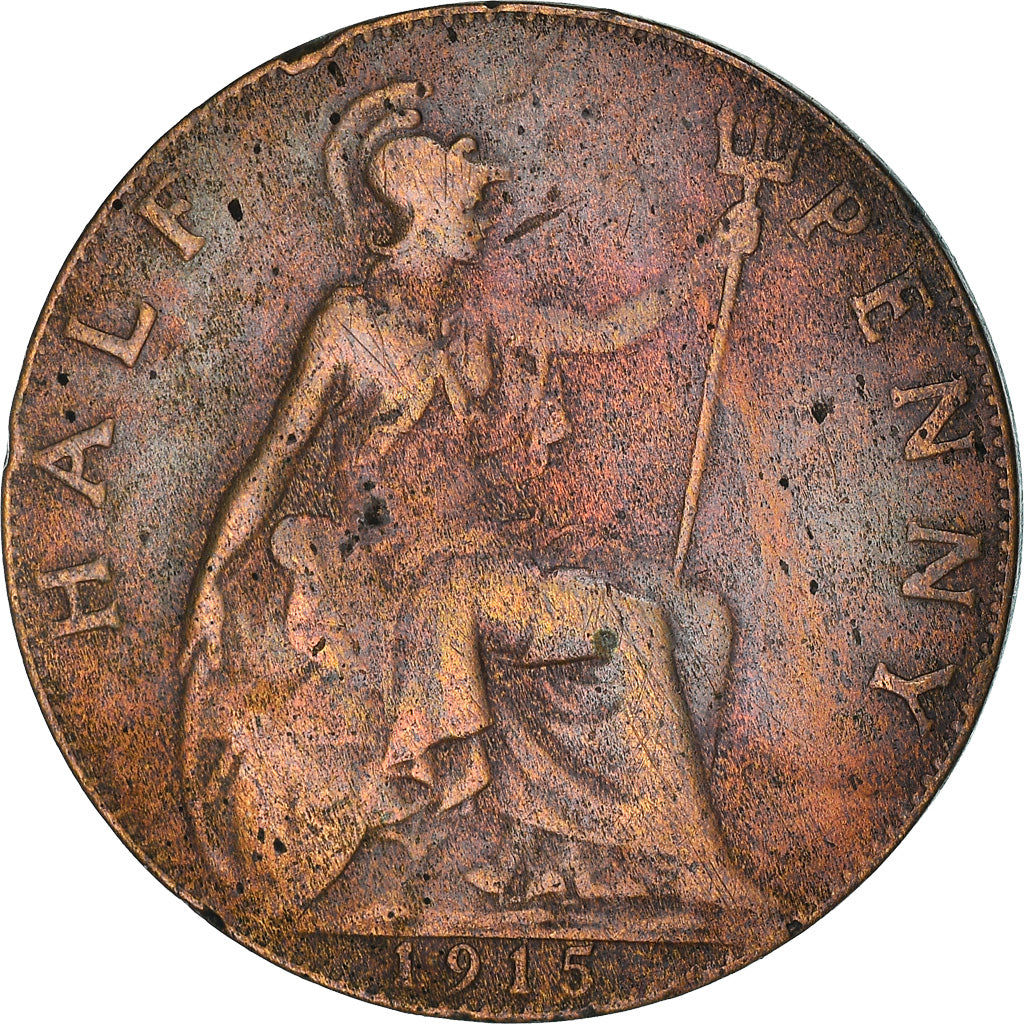 Coin, Great Britain, George V, 1/2 Penny, 1915, VF(20-25), Bronze, KM:809
