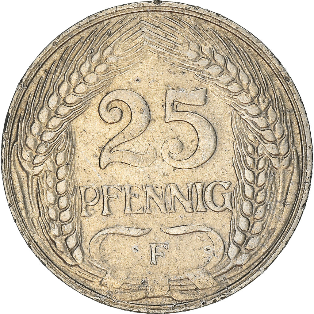 Coin, GERMANY - EMPIRE, Wilhelm II, 25 Pfennig, 1912, Stuttgart, EF(40-45)