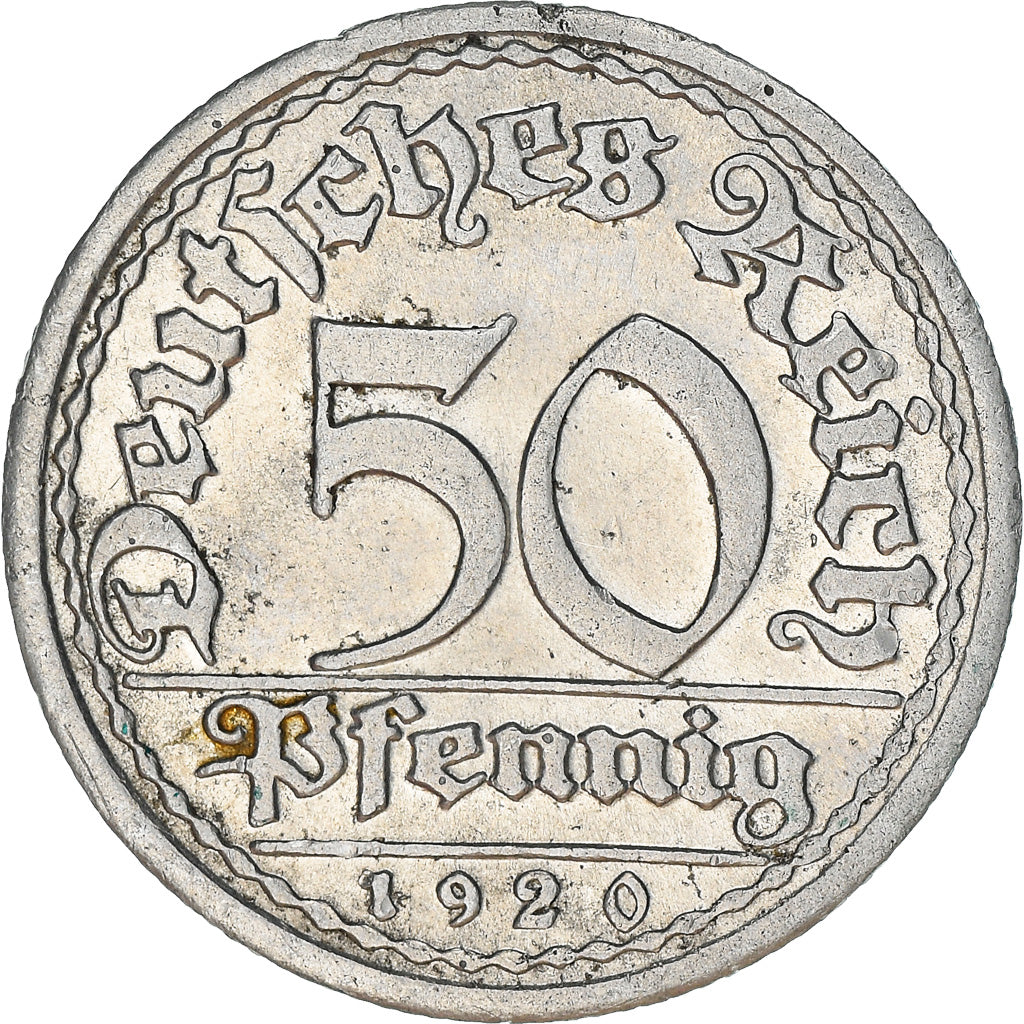Moneta, GERMANIA, REPUBBLICA DI WEIMAR, 50 Pfennig, 1920, Stuttgart, BB+