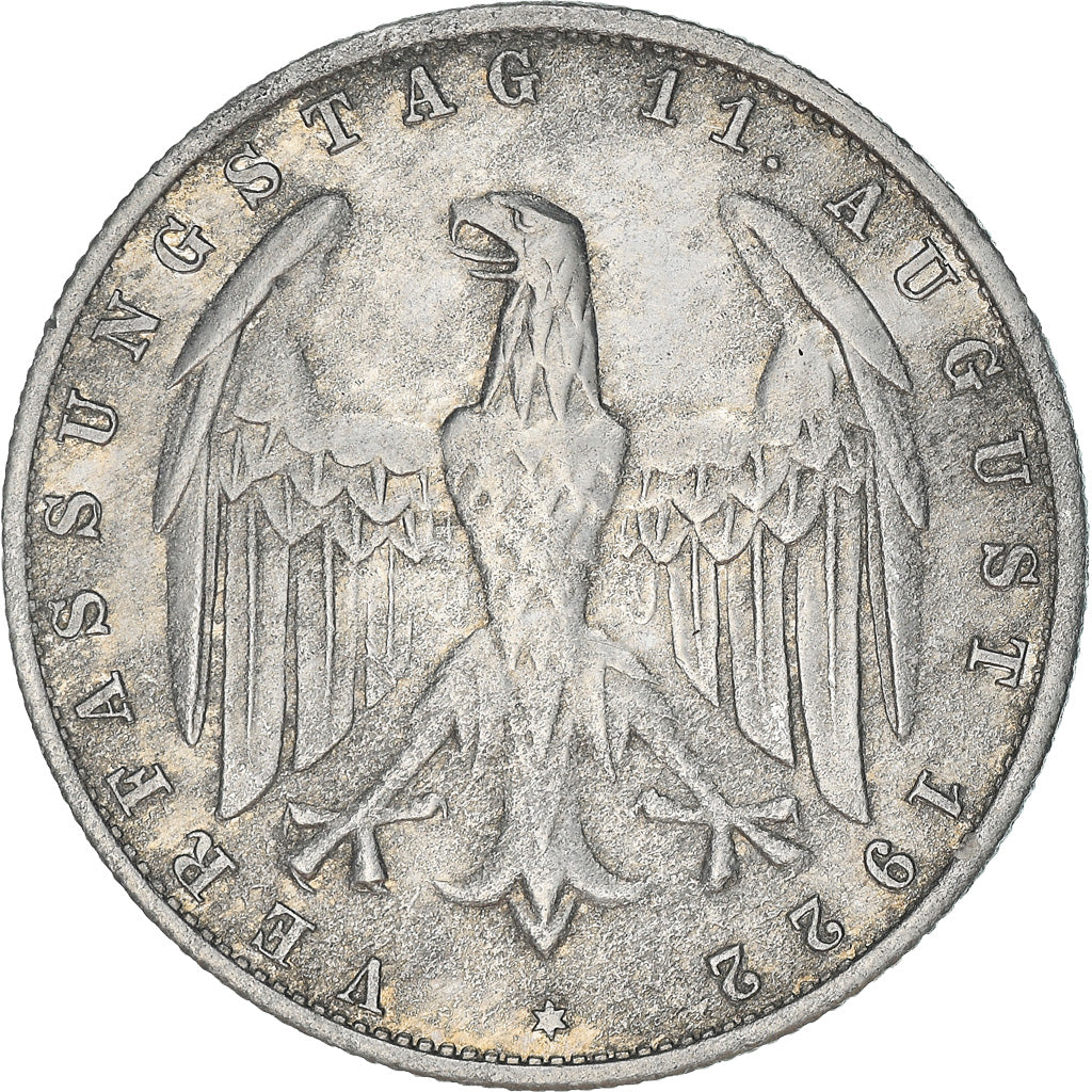 Coin, GERMANY, WEIMAR REPUBLIC, 3 Mark, 1922, Berlin, VF(30-35), Aluminum, KM:28
