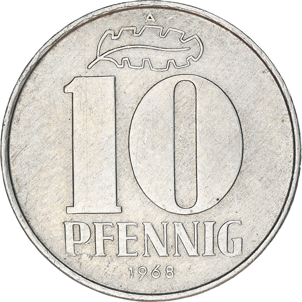 Coin, GERMAN-DEMOCRATIC REPUBLIC, 10 Pfennig, 1968, Berlin, EF(40-45), Aluminum