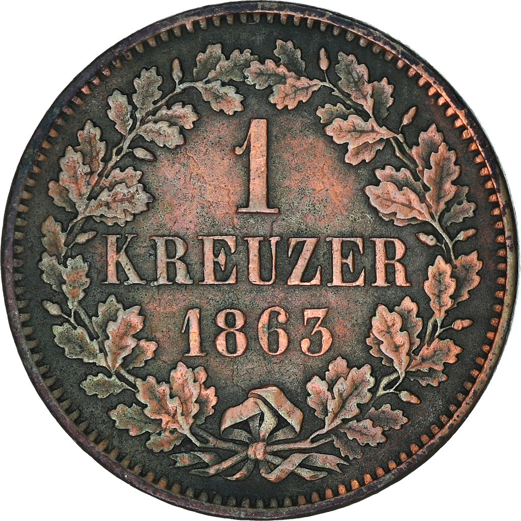 Coin, German States, BADEN, Friedrich I, Kreuzer, 1863, Baden, EF(40-45)