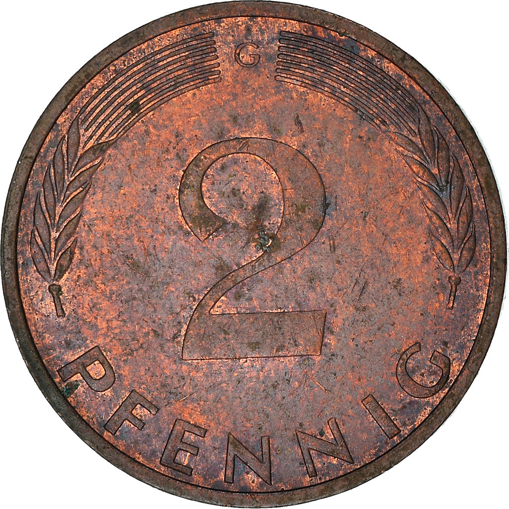 Coin, GERMANY - FEDERAL REPUBLIC, 2 Pfennig, 1975, Baden, EF(40-45), Copper