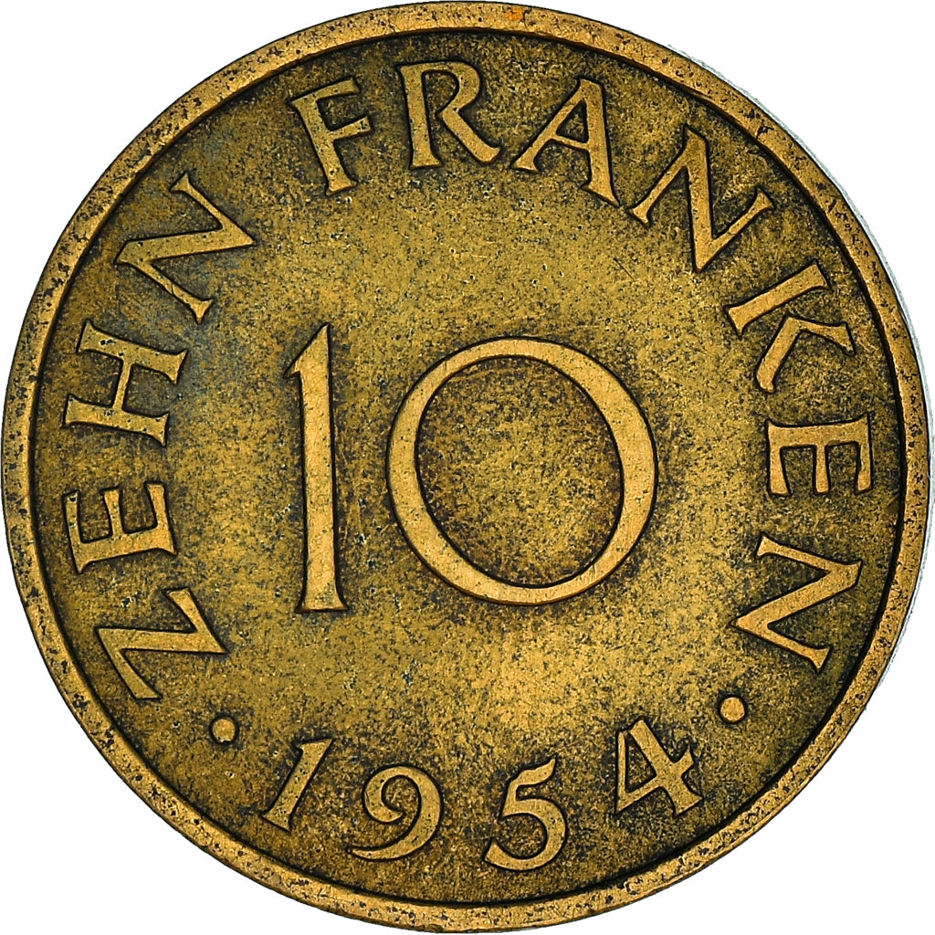 Moneta, SAARLAND, 10 Franken, 1954, Paris, BB, Alluminio-bronzo, KM:1