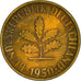 Coin, GERMANY - FEDERAL REPUBLIC, 10 Pfennig, 1950, Munich, EF(40-45), Brass