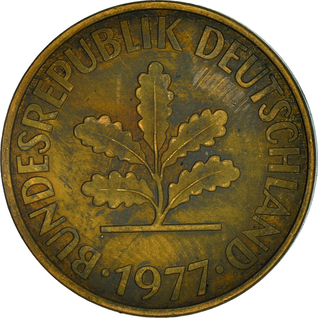 Moneta, GERMANIA - REPUBBLICA FEDERALE, 10 Pfennig, 1977, Karlsruhe, BB, Acciaio