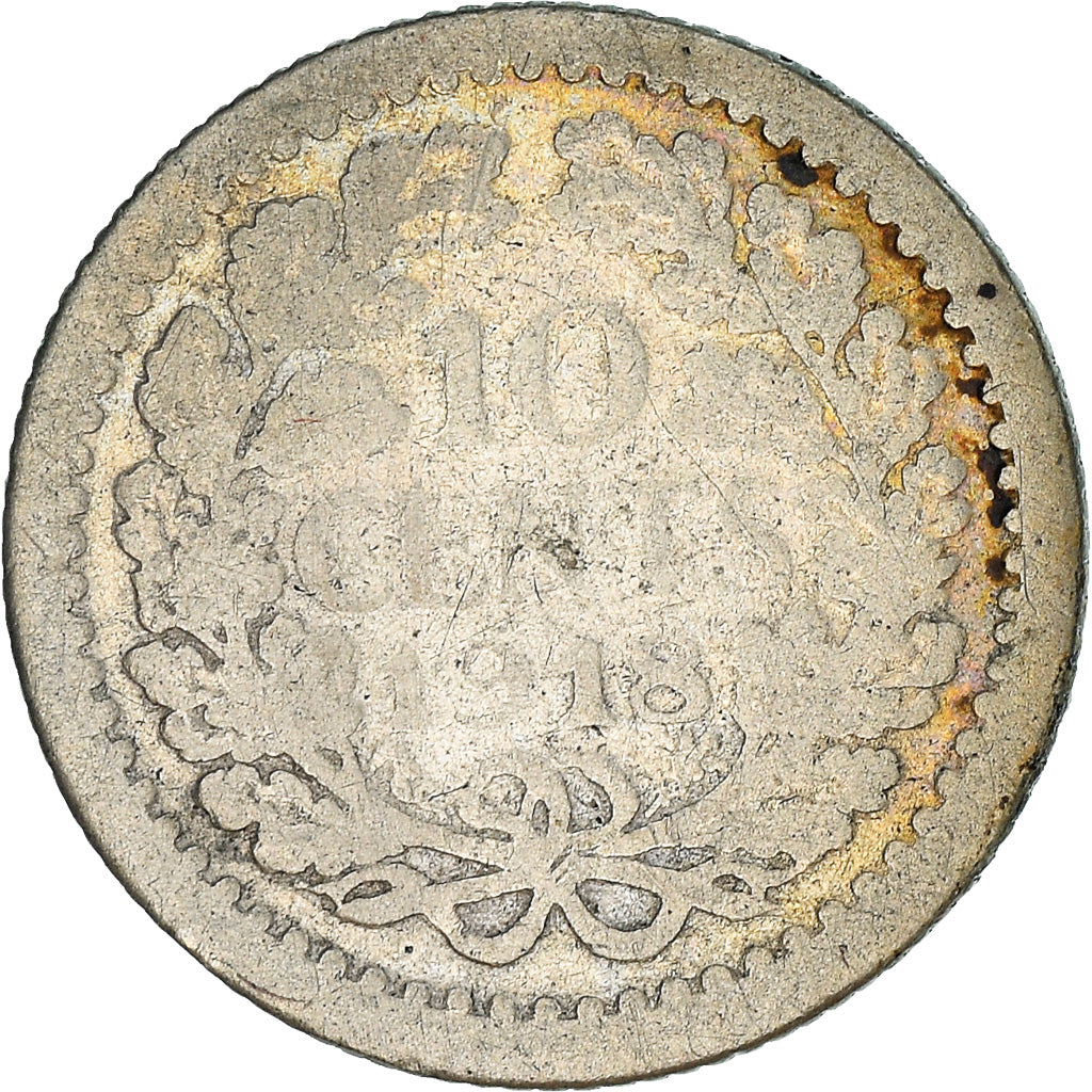 Coin, Netherlands, Wilhelmina I, 10 Cents, 1918, VG(8-10), Silver, KM:145