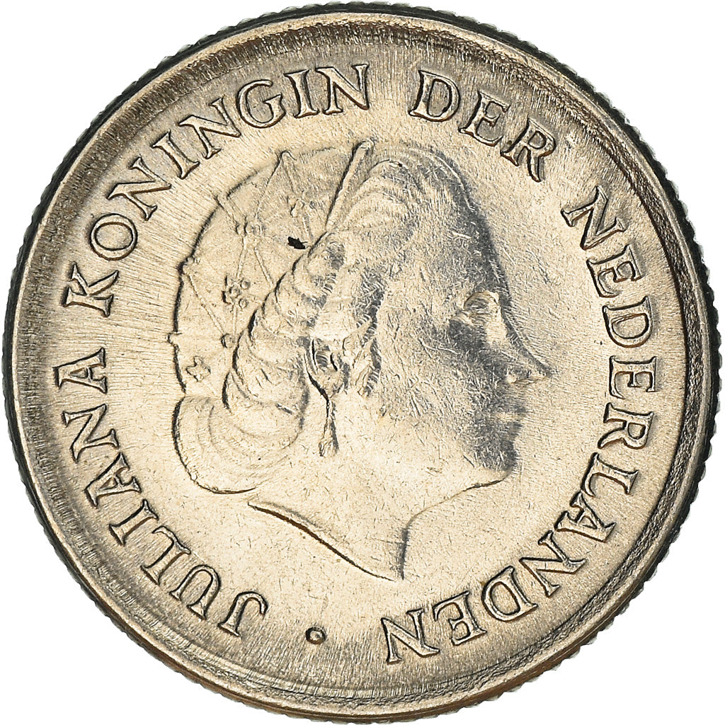 Coin, Netherlands, Juliana, 10 Cents, 1962, AU(55-58), Nickel, KM:182