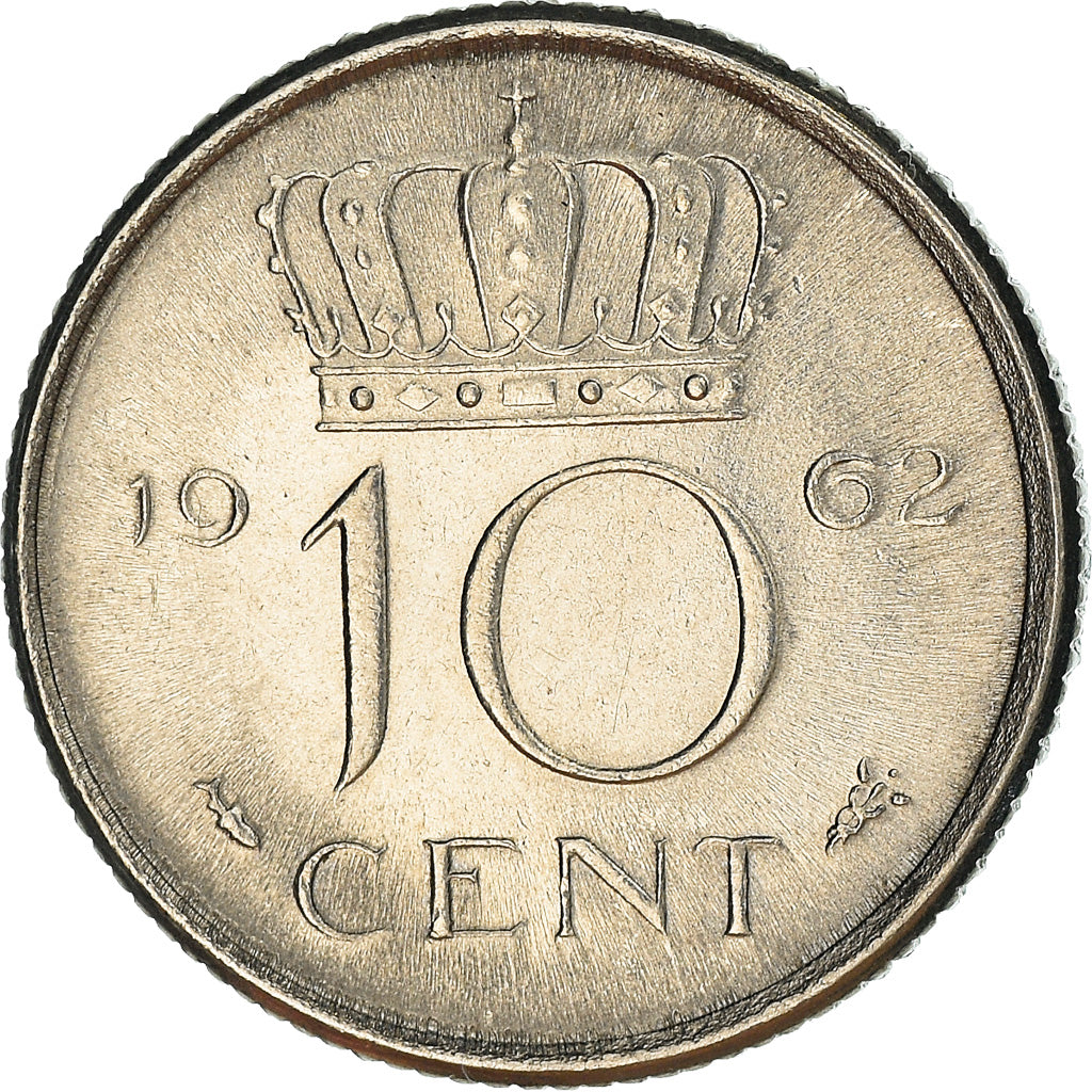 Coin, Netherlands, Juliana, 10 Cents, 1962, AU(55-58), Nickel, KM:182