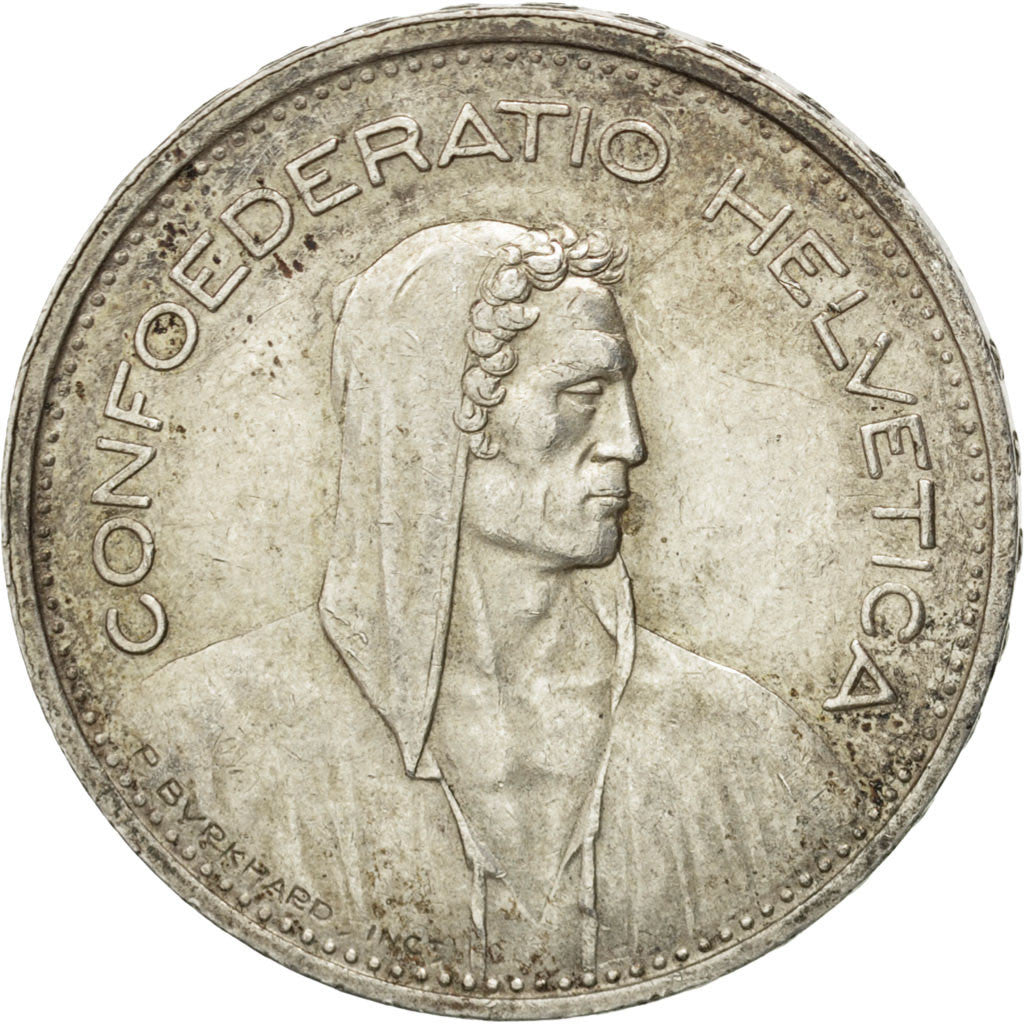 SWITZERLAND, 5 Francs, 1954, Bern, KM #40, AU(55-58), Silver, 31.45, 15.06