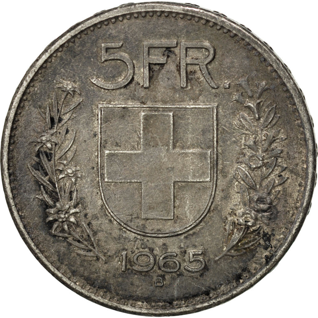 Coin, Switzerland, 5 Francs, 1965, Bern, AU(55-58), Silver, KM:40