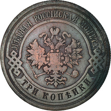 Moeda, Rússia, Nicholas II, 3 Kopeks, 1910, VF(20-25), Cobre, KM:11.2