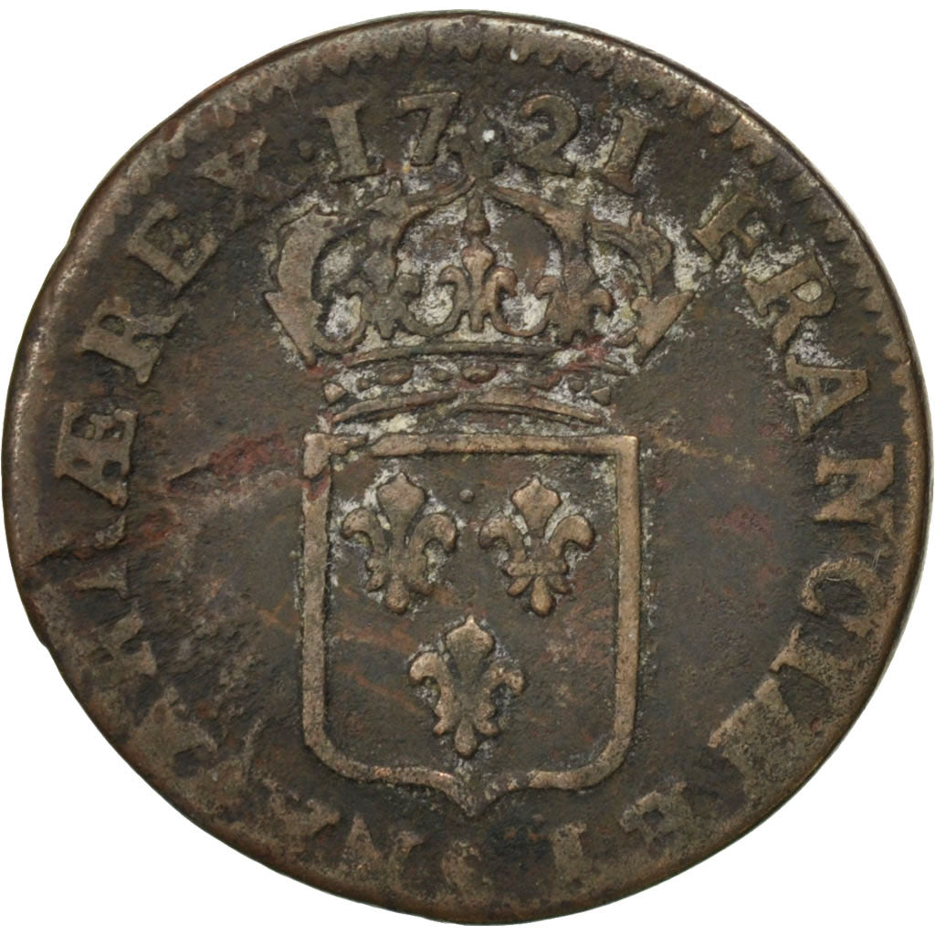 FRANCE, Demi sol au buste enfantin, 1/2 Sol, 1721, Paris, KM #451.1, F(12-15),..