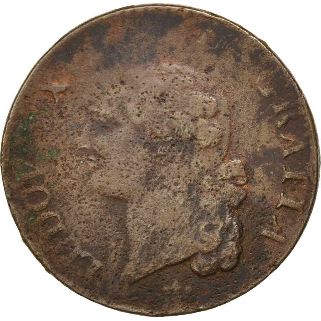 FRANCE, Sol ou sou, Sol, 1789, Toulouse, KM #578.10, VF(20-25), Copper, Gadoury.