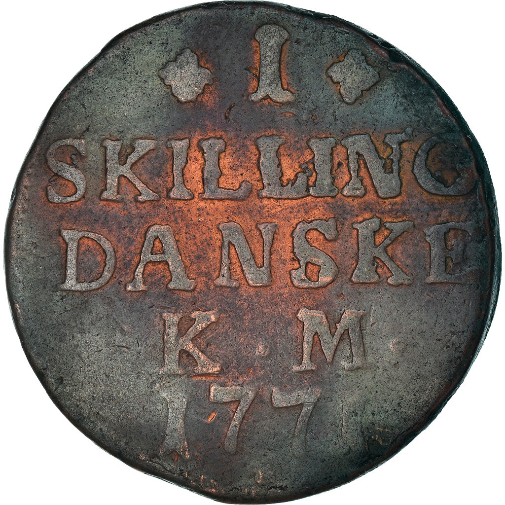 Coin, Denmark, Christian VII, Skilling, 1771, F(12-15), Copper, KM:616.1