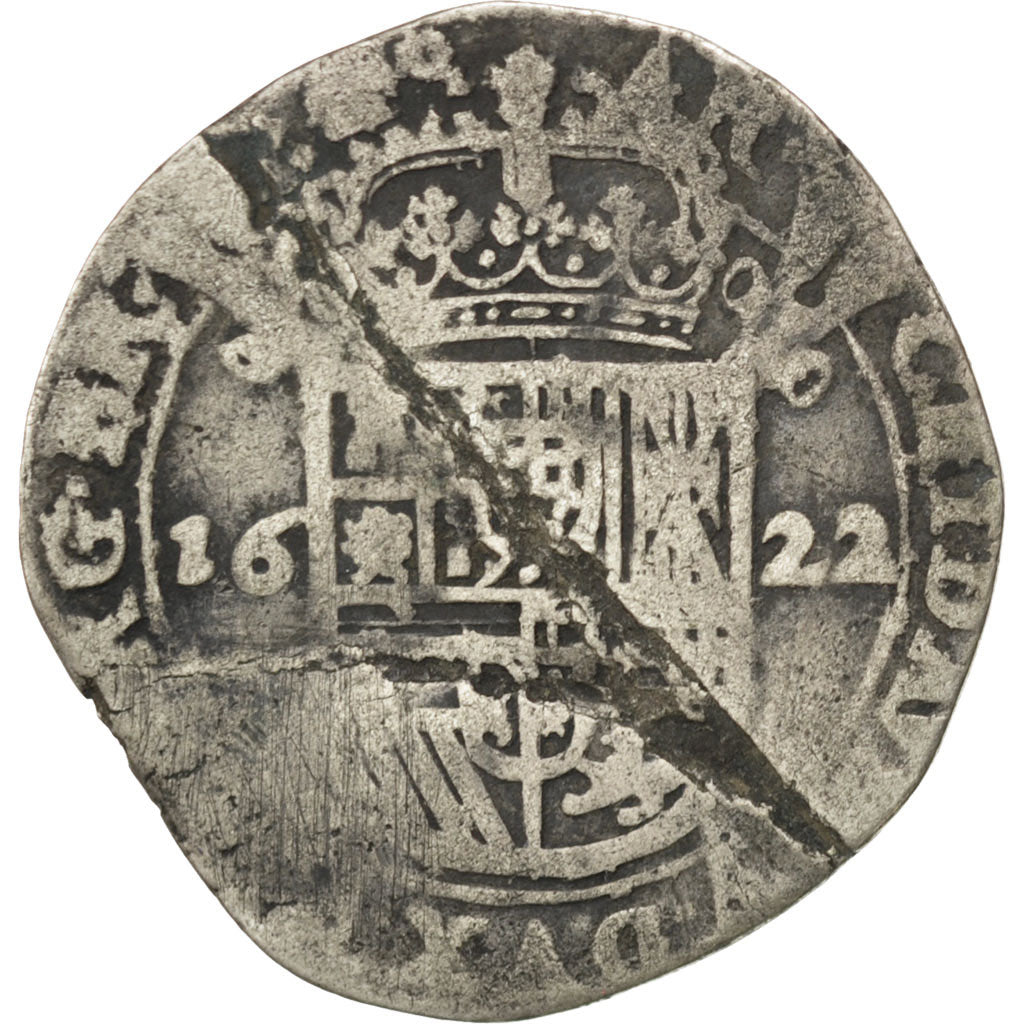 SPANISH NETHERLANDS, Escalin, 1622, Antwerp, KM #52.1, VG(8-10), Silver, 4.18