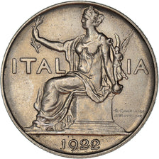Coin, Italy, Vittorio Emanuele III, Lira, 1922, Rome, AU(55-58), Nickel, KM:62