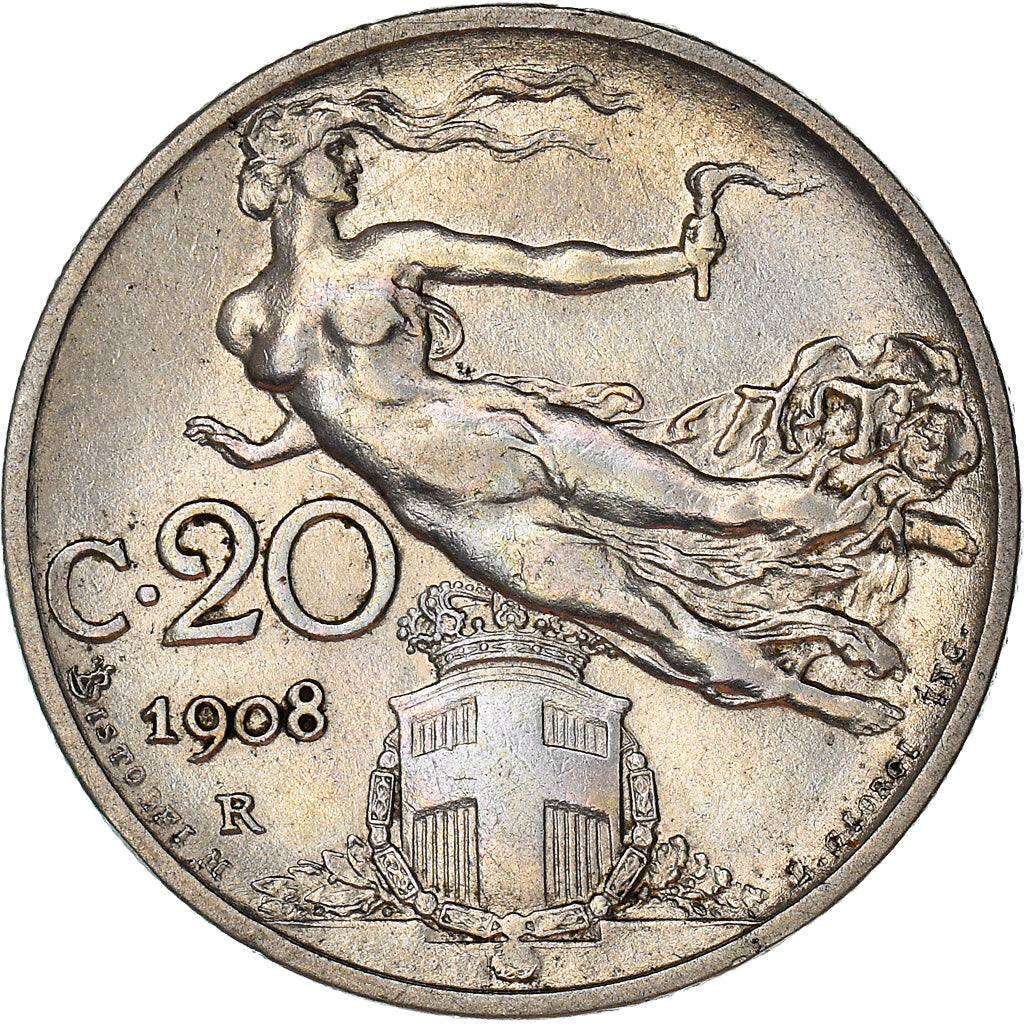 Monnaie, Italie, Vittorio Emanuele III, 20 Centesimi, 1908, Rome, TTB+, Nickel