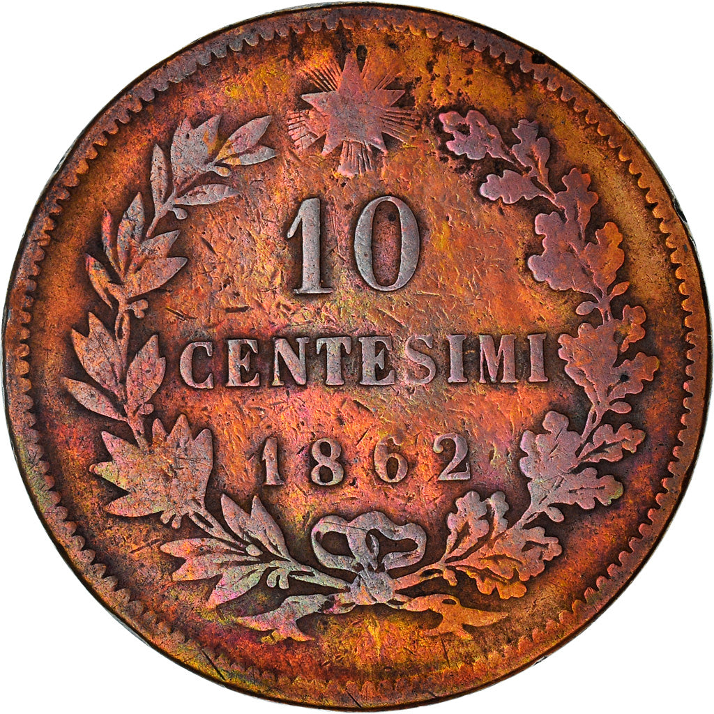 Coin, Italy, Vittorio Emanuele II, 10 Centesimi, 1862, F(12-15), Copper, KM:11.2