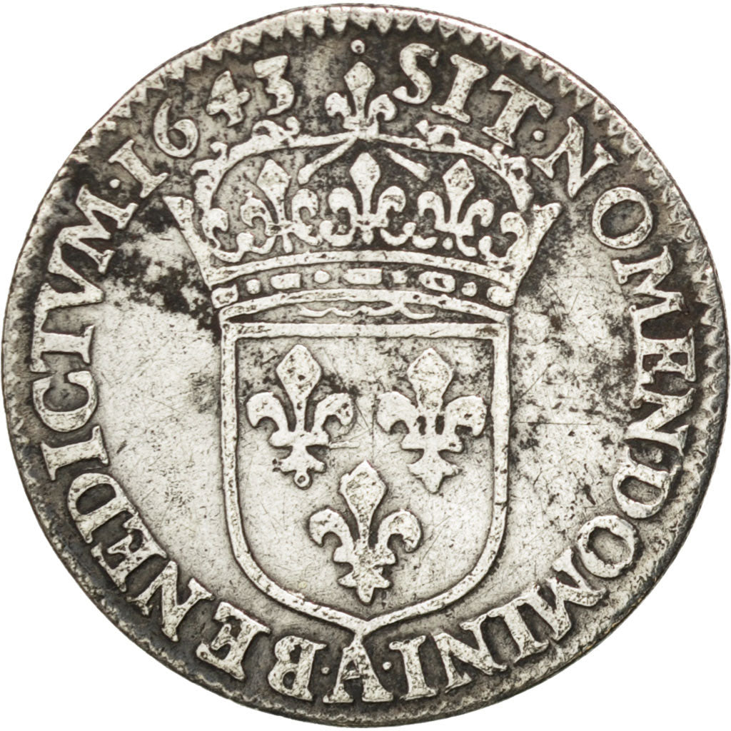 Francia, Louis XIII, 1/12 Écu, 2e poinçon de Warin, buste drapé et cuirass...