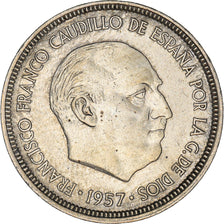 Moeda, Espanha, Caudillo and regent, 5 Pesetas, 1974, AU(50-53), Cobre-níquel