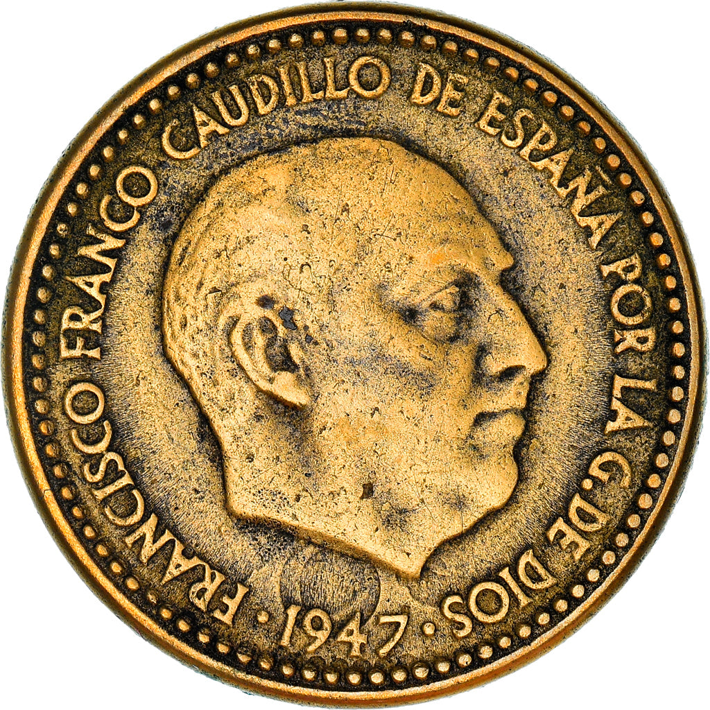 Moneda, España, Francisco Franco, caudillo, Peseta, 1953, BC+, Aluminio -