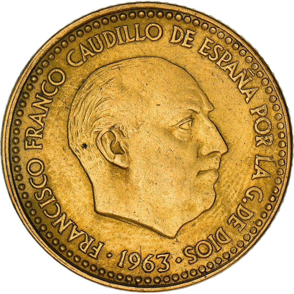 Coin, Spain, Francisco Franco, caudillo, Peseta, 1964, AU(55-58)