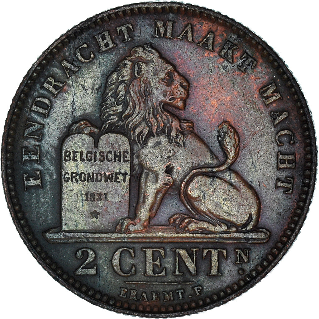 Coin, Belgium, Albert I, 2 Centimes, 1911, AU(50-53), Copper, KM:65