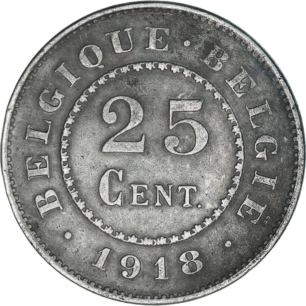 Coin, Belgium, 25 Centimes, 1918, EF(40-45), Zinc, KM:82