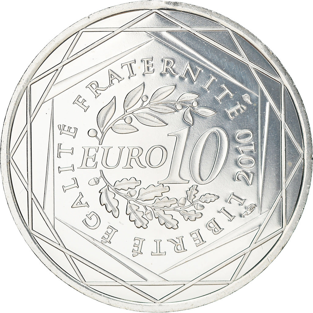 France, 10 Euro, Franche-Comté, 2010, MS(63), Silver