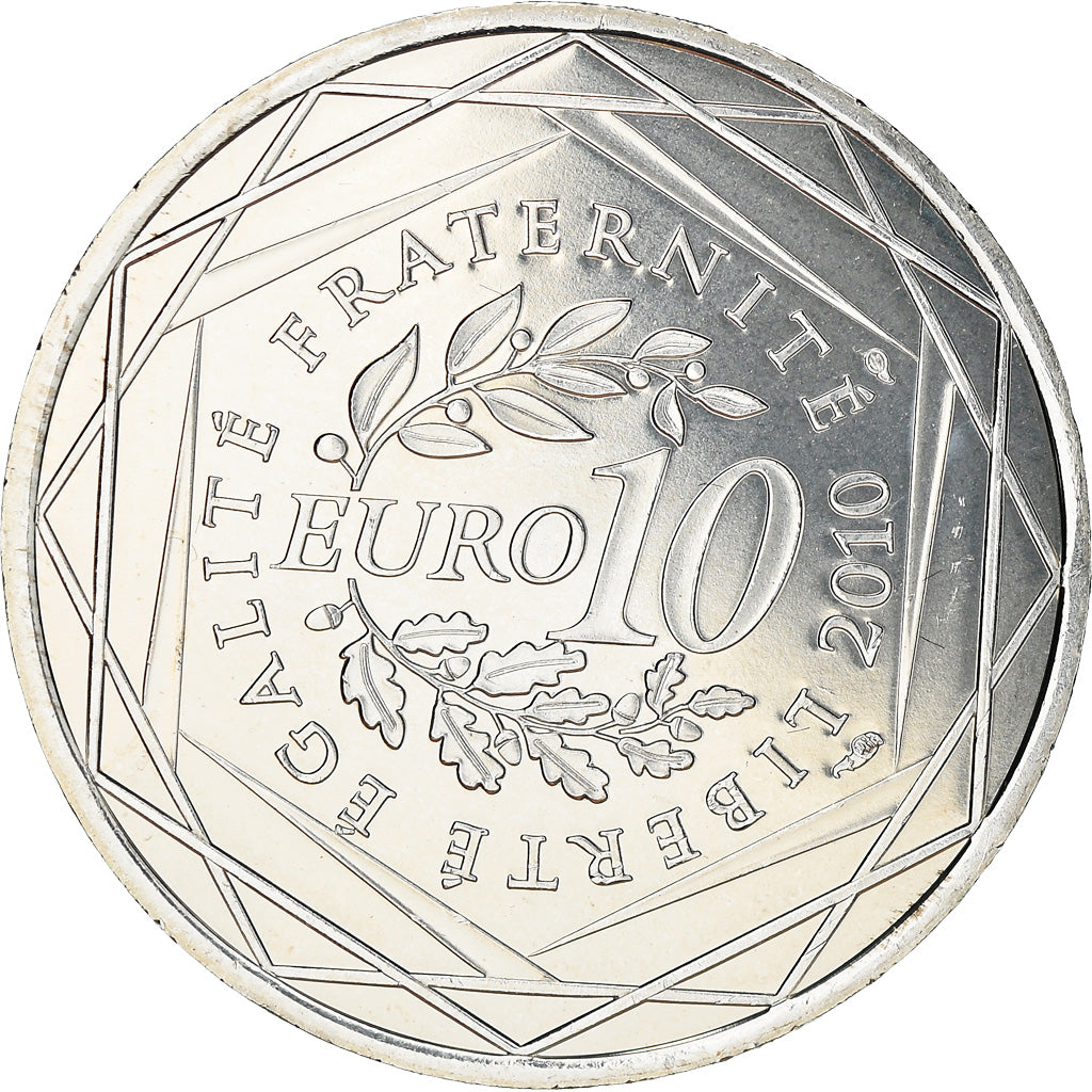 France, 10 Euro, Aquitaine, 2010, MS(63), Silver
