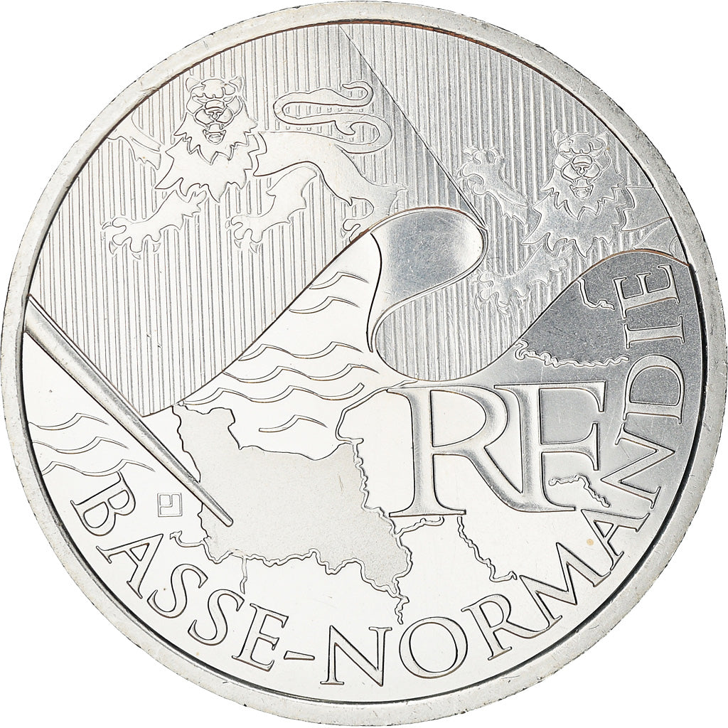 France, 10 Euro, Basse Normandie, 2010, MS(63), Silver