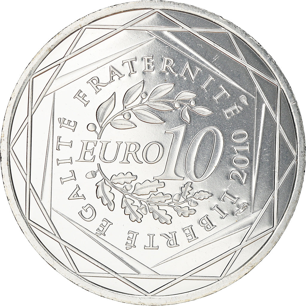 France, 10 Euro, Guyane, 2010, MS(63), Silver