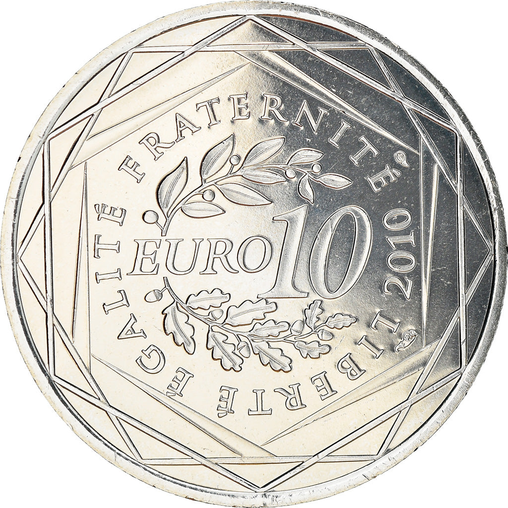 France, 10 Euro, Centre, 2010, MS(63), Silver