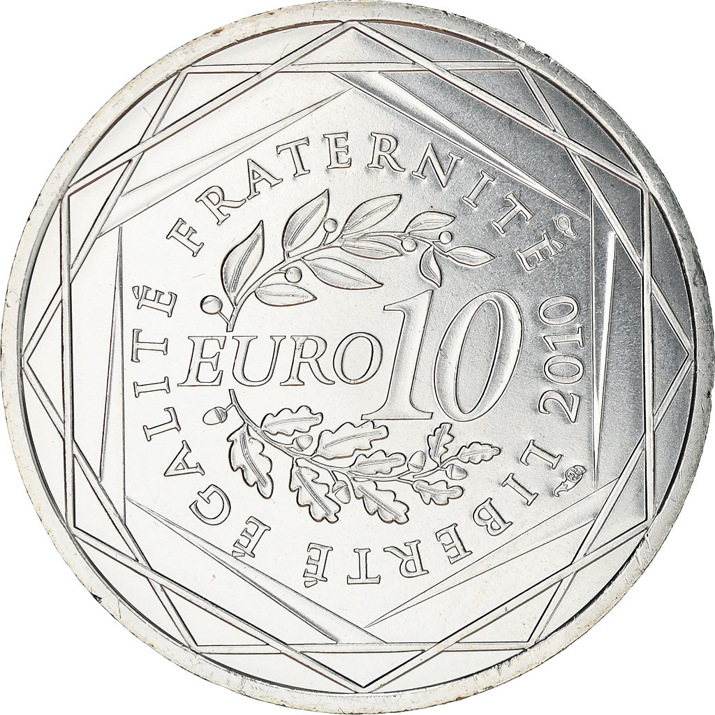 France, 10 Euro, Martinique, 2010, MS(63), Silver