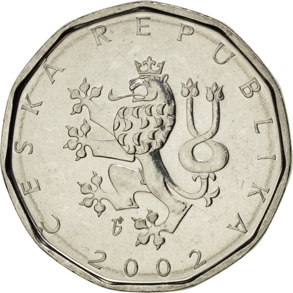 Münze, Tschechische Republik, 2 Koruny, 2002, STGL, Nickel plated steel, KM:9